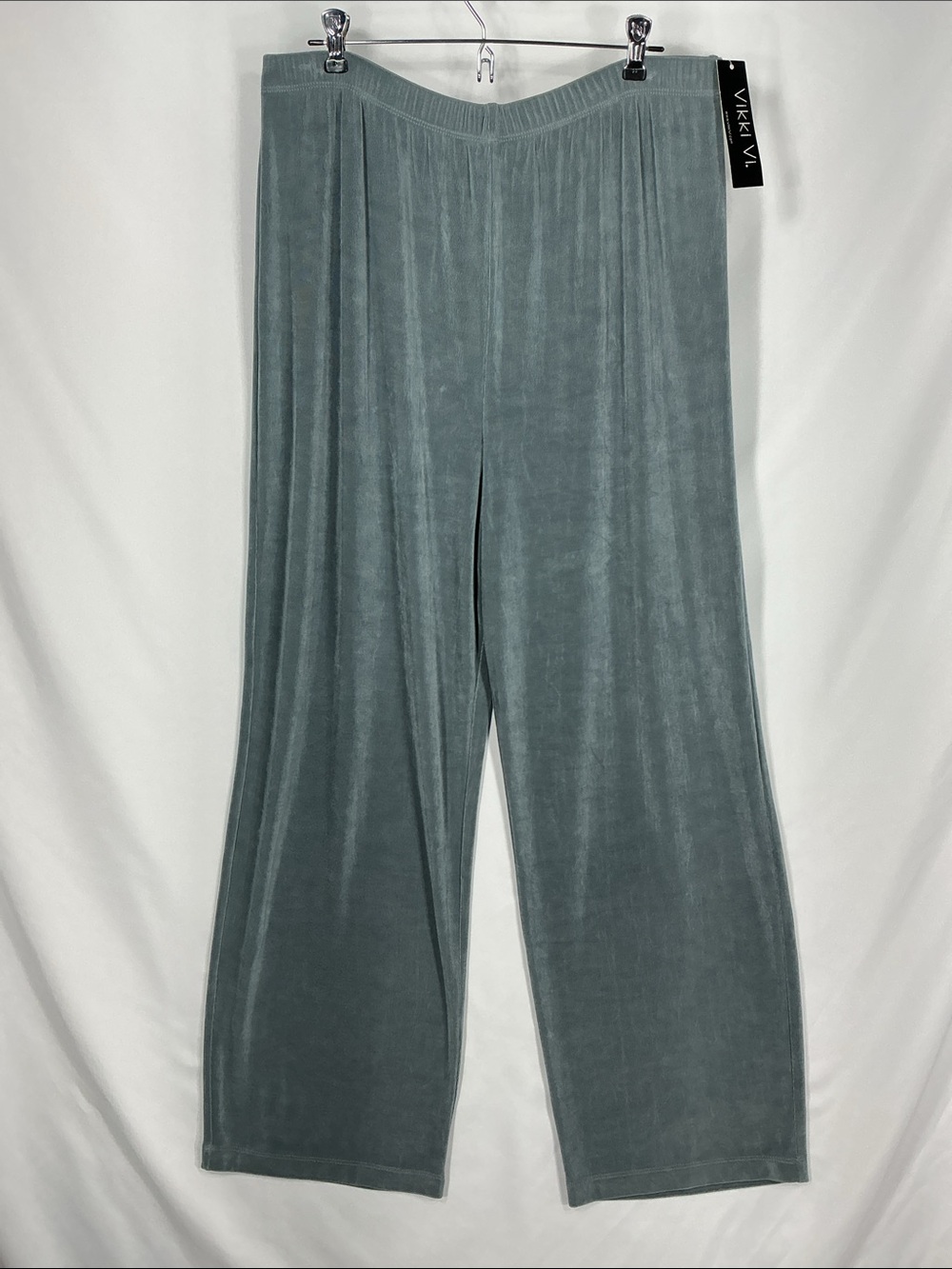 Vikki Vi NWT Gray Slinky Jersey Knit Wide Leg Travel Pants Size 1X Plus